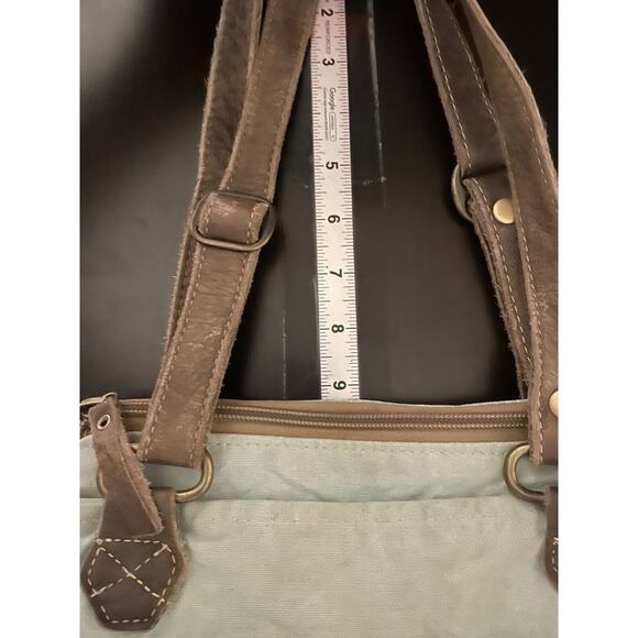 Myra Bag Crossbody Shoulder Purse Turquoise Canvas Texas Fringe Western READ - Picture 8 of 14